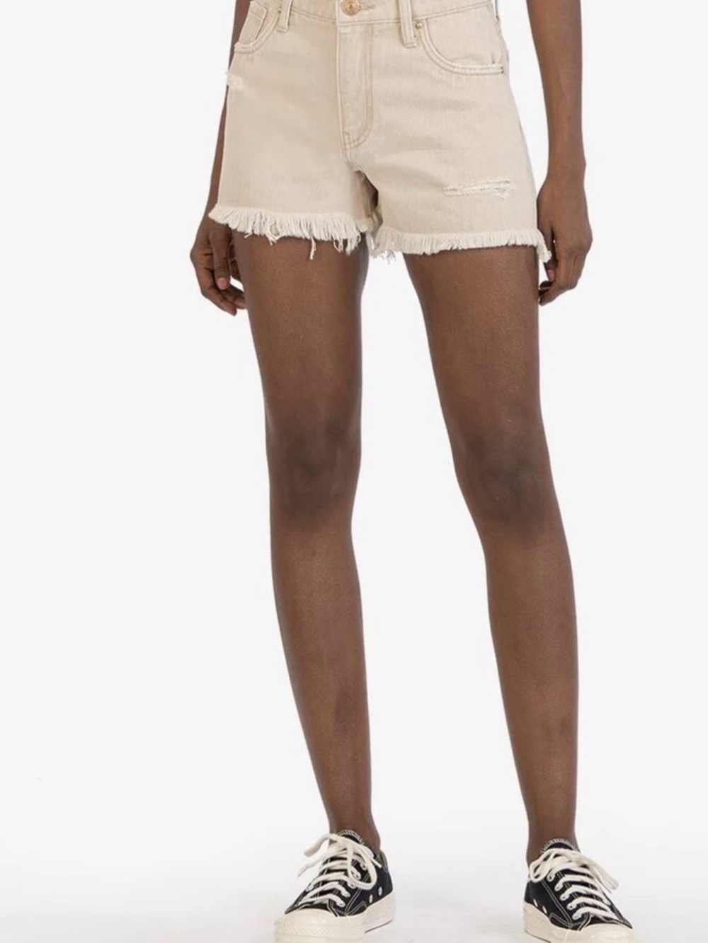 Kut from the Kloth Jane Long Short Distressed Denim Cutoff Shorts Size 10